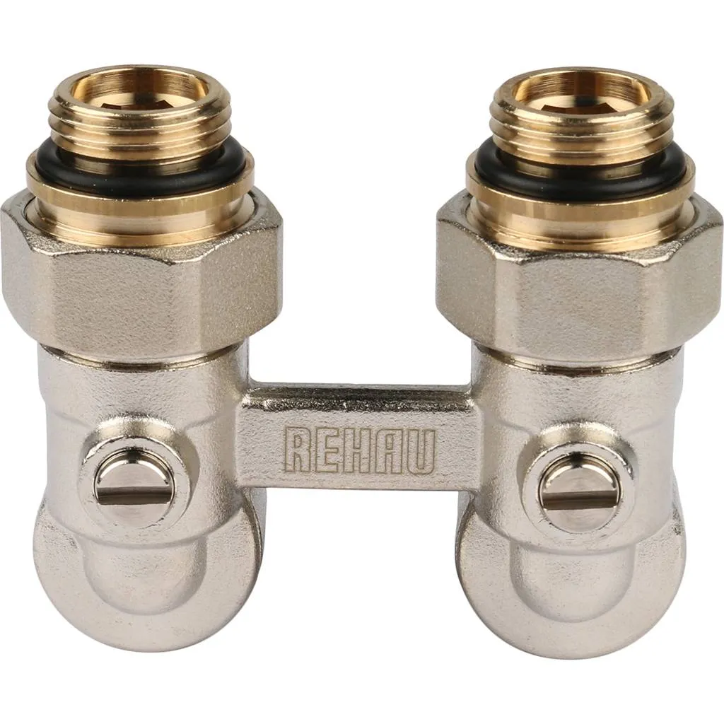 Пара шаровых кранов РЕХАУ RAUTITAN с соед. нип. G 1/2xG 3/4, угловой (никелирован.), 12407371001
