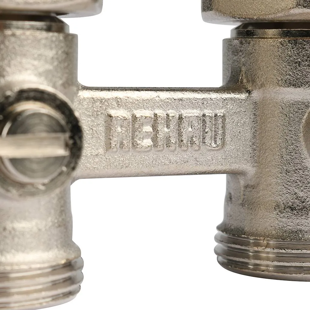 Пара шаровых кранов РЕХАУ RAUTITAN с соед. нип. G 1/2xG 3/4, прямой (никелирован.)