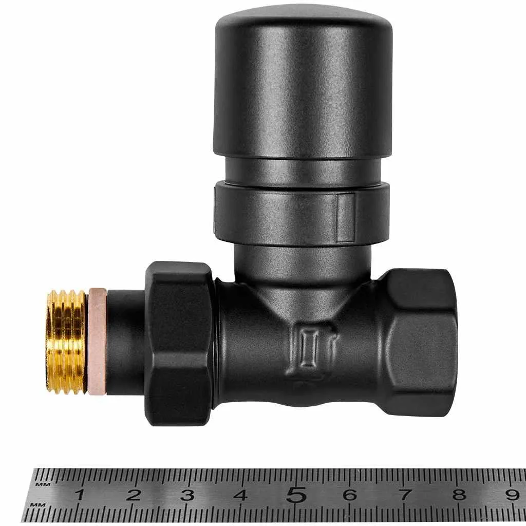 Клапан термостатический STOUT Design черный, прямой 1/2