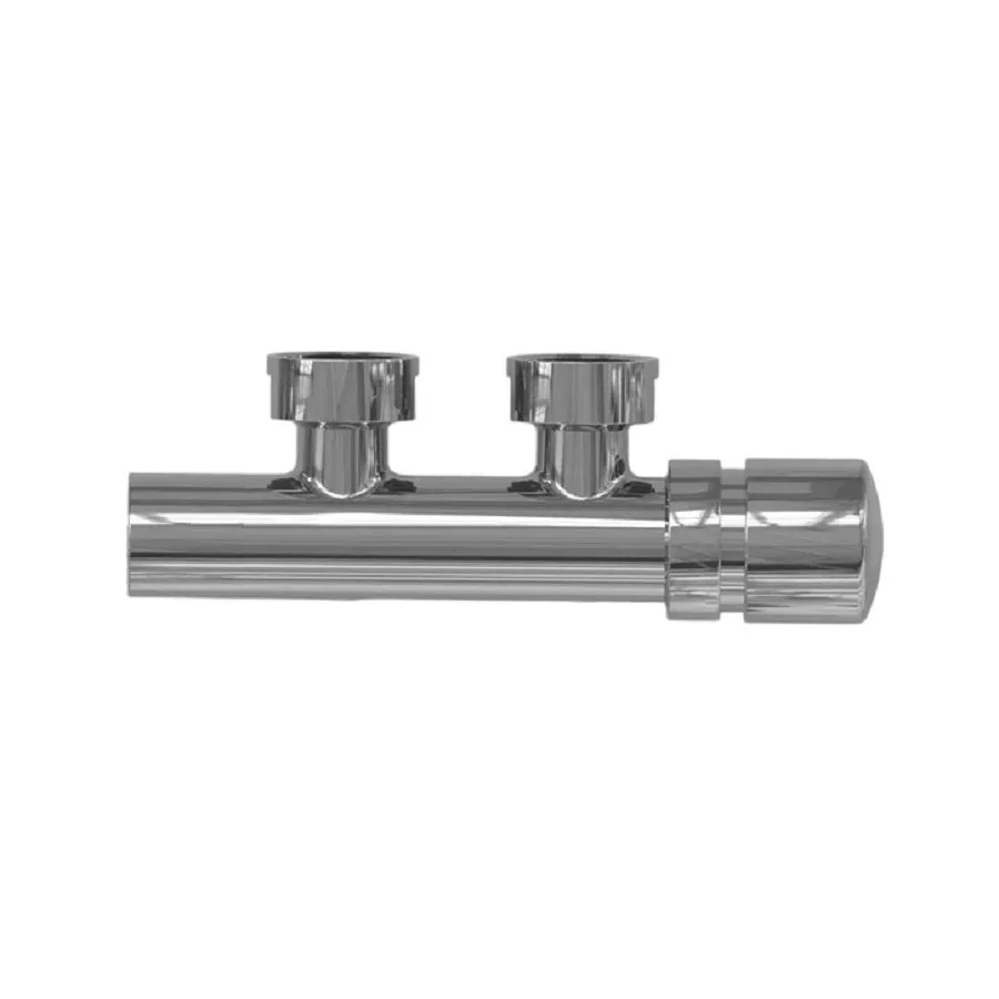 Угловая гарнитура с термостатическим управлением RIFAR для подключения радиаторов (хром) М30х1,5