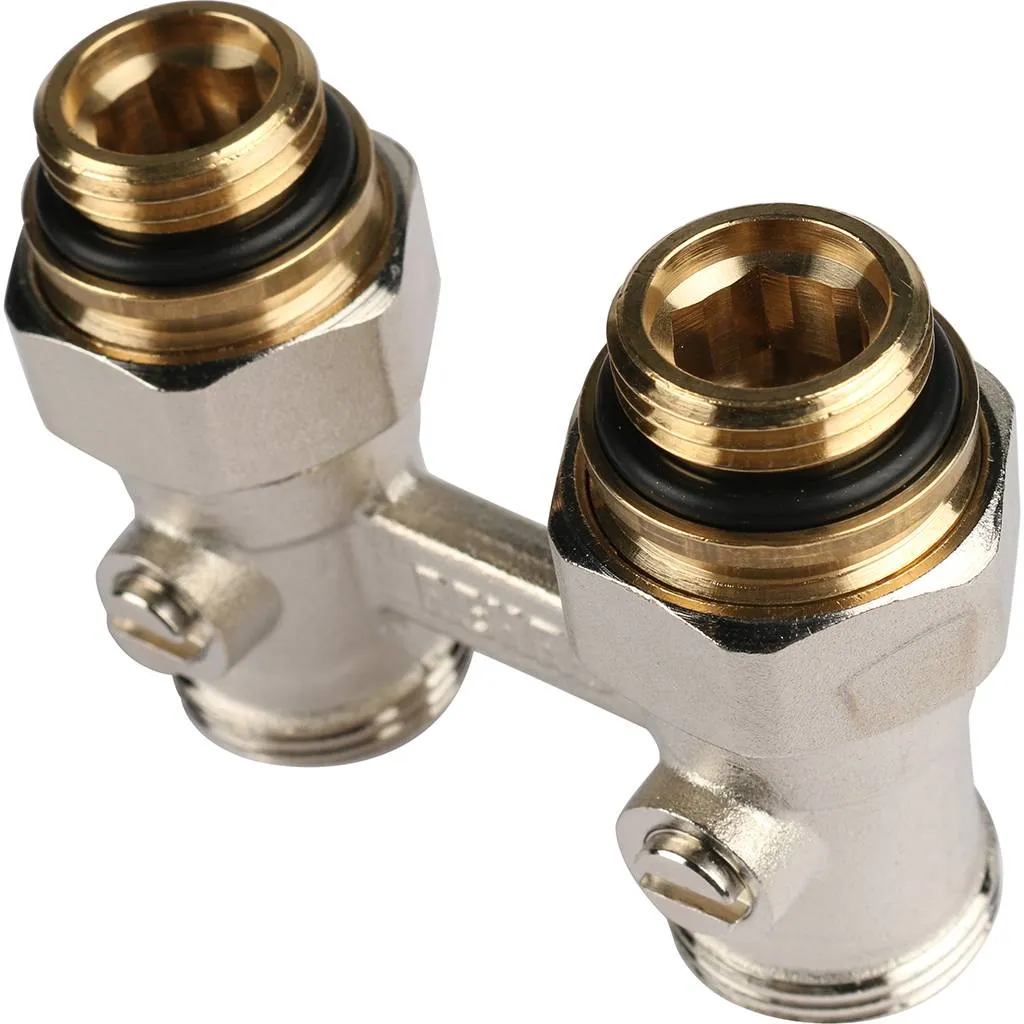 Пара шаровых кранов РЕХАУ RAUTITAN с соед. нип. G 1/2xG 3/4, прямой (никелирован.)