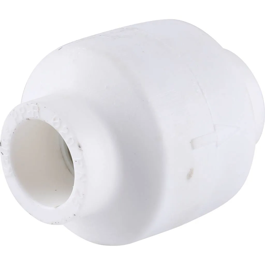 Обратный клапан Kalde d=20 для полипропиленовых труб под сварку (цвет белый)