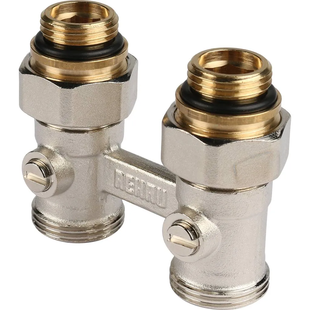 Пара шаровых кранов РЕХАУ RAUTITAN с соед. нип. G 1/2xG 3/4, прямой (никелирован.)