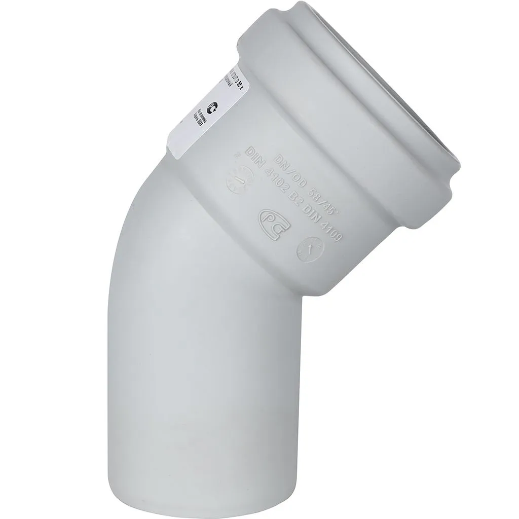 Отвод канализационный бесшумный STOUT D 58 х 45°