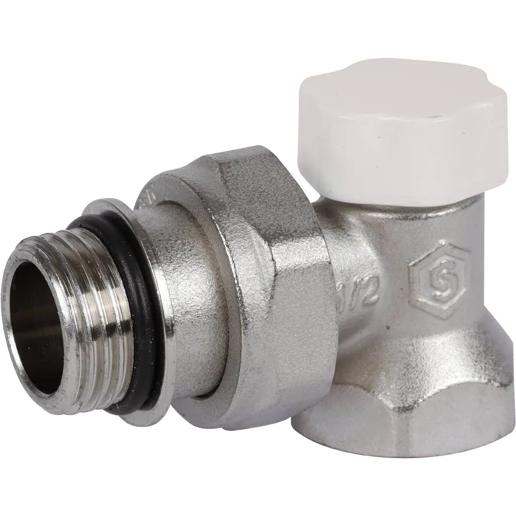 Клапан запорно-балансировочный угловой STOUT SVL 1/2 (с дополнительным уплотнением)
