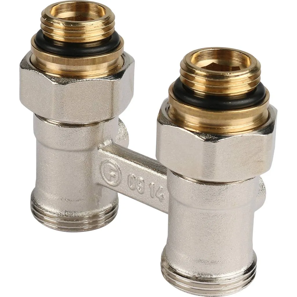 Пара шаровых кранов РЕХАУ RAUTITAN с соед. нип. G 1/2xG 3/4, прямой (никелирован.)