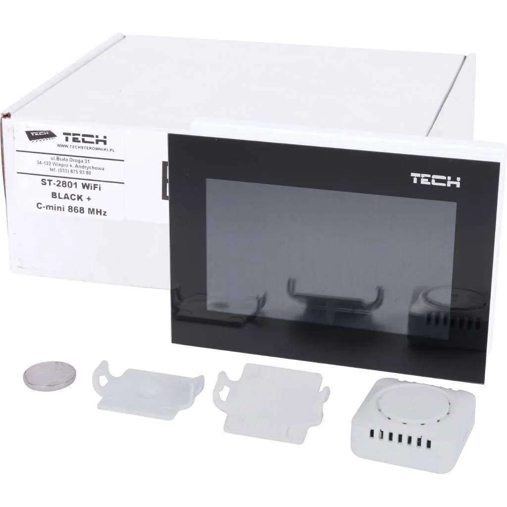 Комнатный регулятор с коммуникацией TECH OPENTHERM + коммуникации WI-FI, черный ST-2801