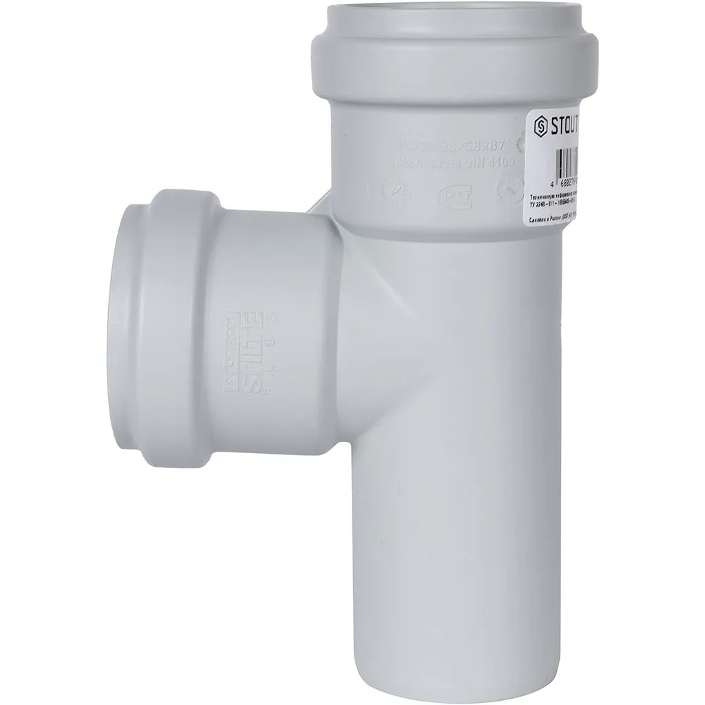 Тройник канализационный бесшумный STOUT D 58 x 58 / 87,5°