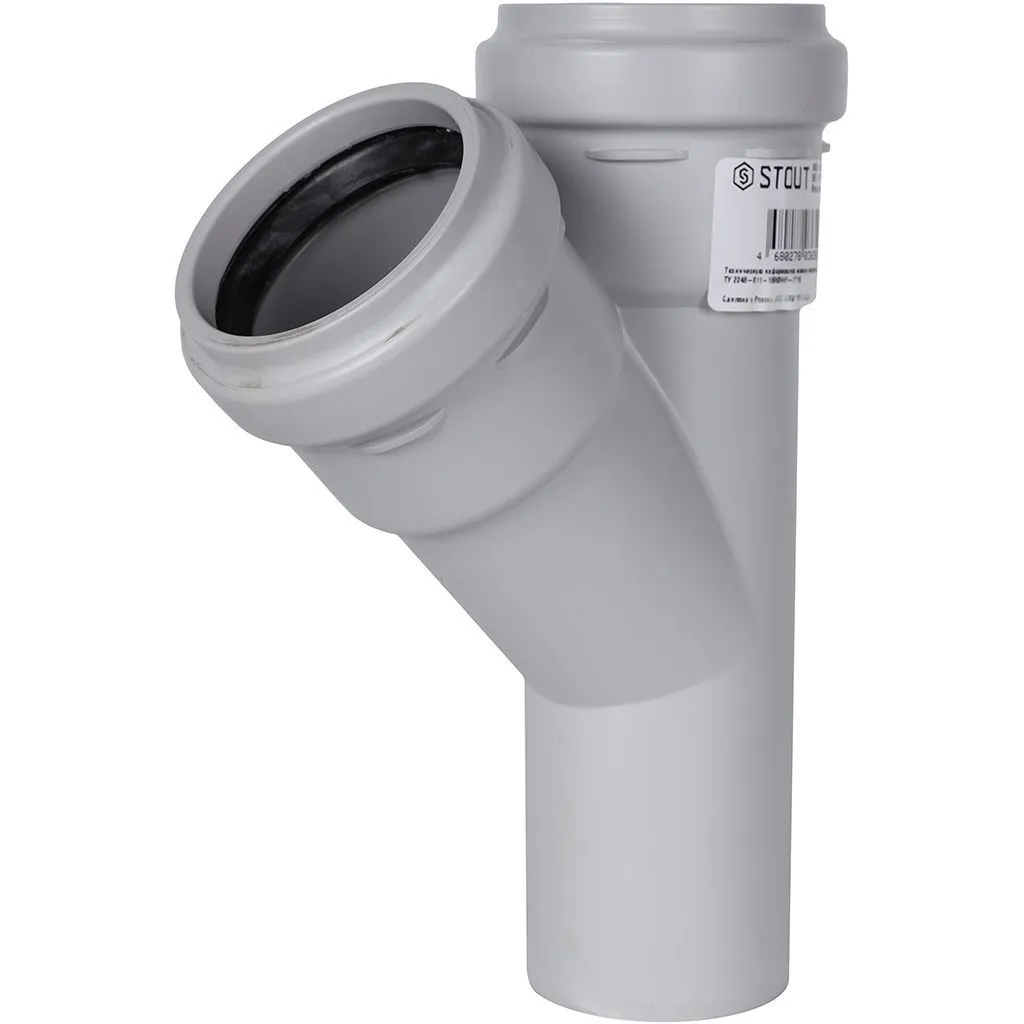 Тройник канализационный бесшумный STOUT D 58 x 58 / 45°