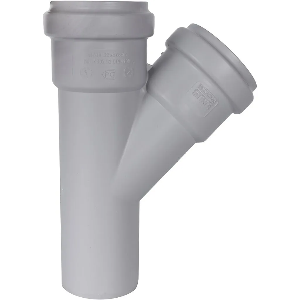 Тройник канализационный бесшумный STOUT D 58 x 58 / 45°