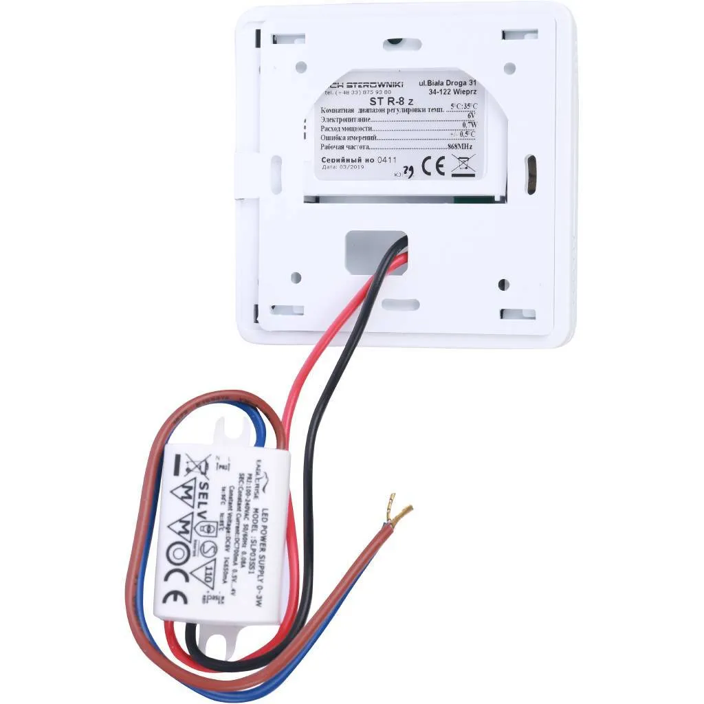 Беспроводной комнатный терморегулятор белый TECH R-8z