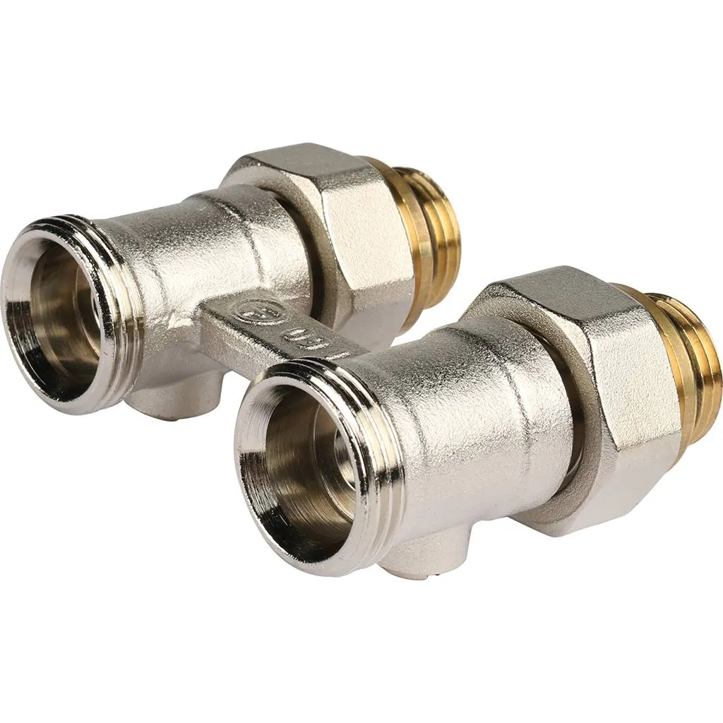 Пара шаровых кранов РЕХАУ RAUTITAN с соед. нип. G 1/2xG 3/4, прямой (никелирован.)