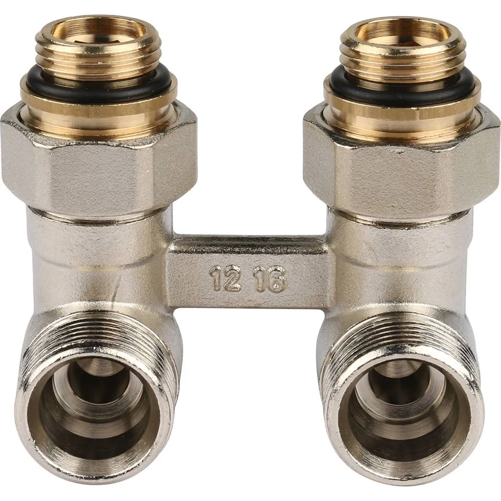 Пара шаровых кранов РЕХАУ RAUTITAN с соед. нип. G 1/2xG 3/4, угловой (никелирован.), 12407371001