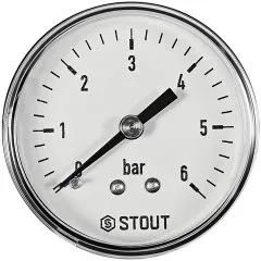 Манометр аксиальный STOUT корпус Dn 50 мм 1/4 , 0...6 бар, кл.2.5