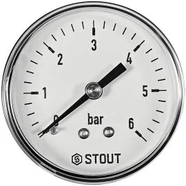 Манометр аксиальный STOUT корпус Dn 50 мм 1/4 , 0...6 бар, кл.2.5