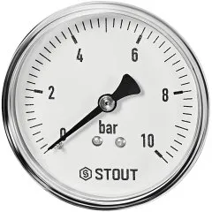 Манометр аксиальный STOUT корпус Dn 63 мм 1/4 , 0...10 бар, кл.2.5