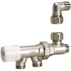 Вентиль для однотрубной системы LUXOR M86 1/2 с ручной регулировкой и устройством направления потока (для медных и пластиковых труб)