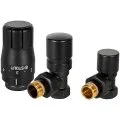 Комплект клапанов термостатических STOUT Design черный, угловой 1/2