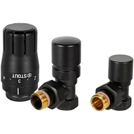 Комплект клапанов термостатических STOUT Design черный, угловой 1/2