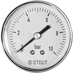 Манометр аксиальный STOUT корпус Dn 50 мм 1/4 , 0...10 бар, кл.2.5