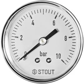 Манометр аксиальный STOUT корпус Dn 50 мм 1/4 , 0...10 бар, кл.2.5