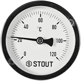 SIM-1001-637515 STOUT Термометр биметаллический осевой с погружной гильзой. Корпус Dn 63 мм, гильза 75 мм 1/2 , 0...120°С