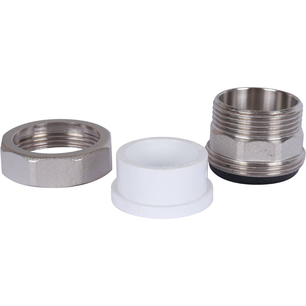 Муфта разъемная с наружной резьбой Политэк 32х1 1/4 для полипропиленовых труб под сварку (цвет белый), 9800003214