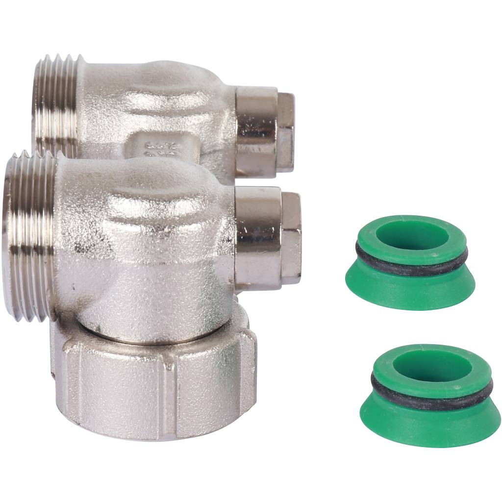 Узел подключения Meibes панельных радиаторов Тип E2/50 угловой, 3/4 BPx3/4 HP, F10016