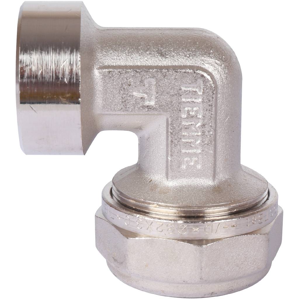 Угольник TIEMME с внутренней резьбой (32х3.0х1) для металлопластиковых труб винтовой, 1600060