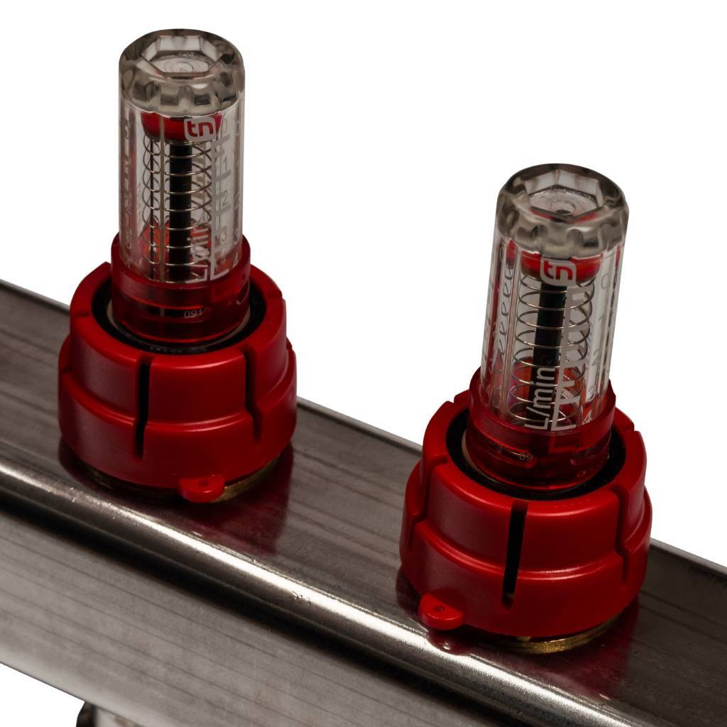 Коллектор из нержавеющей стали с расходомерами, с клапаном вып. воздуха и сливом STOUT 5 выходов, SMS-0927-000005