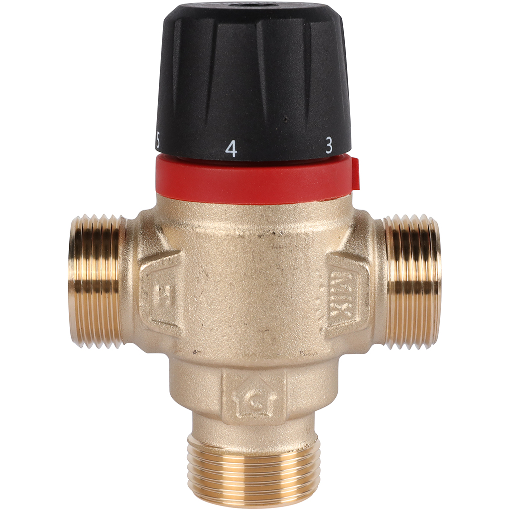 Термостатический смесительный клапан для систем отопления и ГВС ROMMER 3/4 НР 20-43°С KV 1,6 (боковое смешивание), RVM-0121-164320