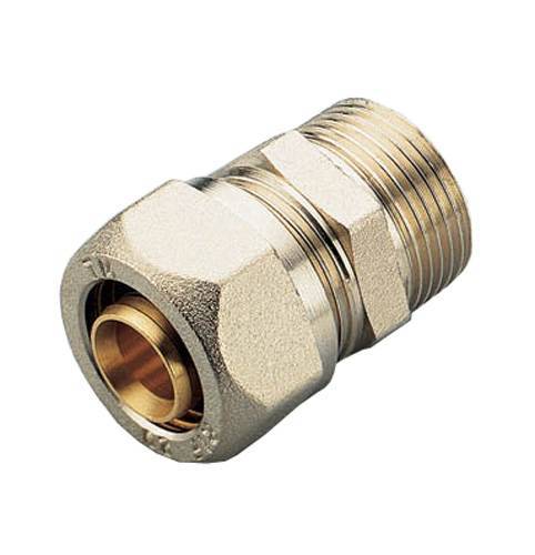 Муфта TIEMME с наружной резьбой (26х3.0х1) для металлопластиковых труб винтовой, 1600015