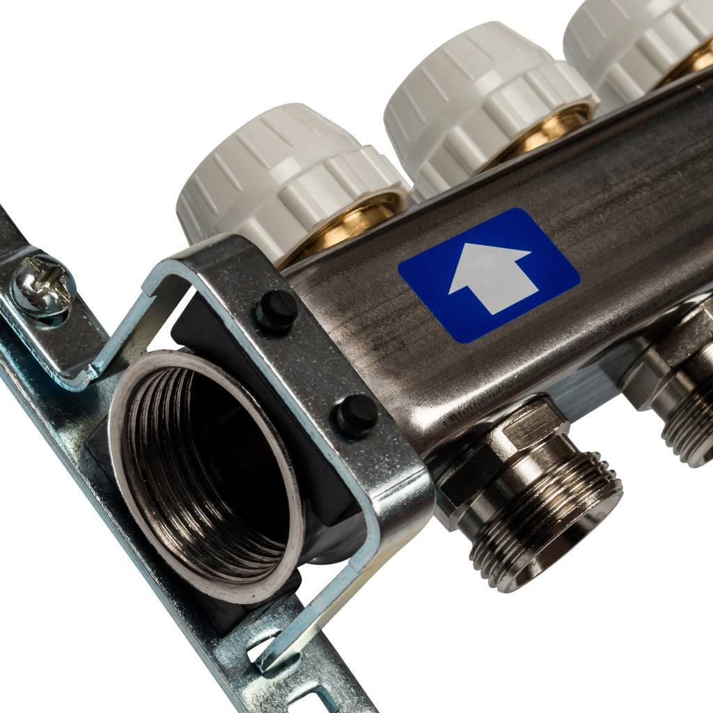 Коллектор из нержавеющей стали с расходомерами, с клапаном вып. воздуха и сливом STOUT 4 выхода