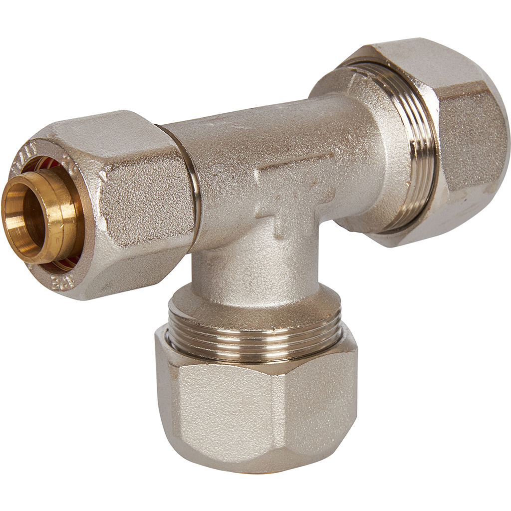 Тройник переходной STOUT 26х26х20 для металлопластиковых труб винтовой, SFS-0010-262620