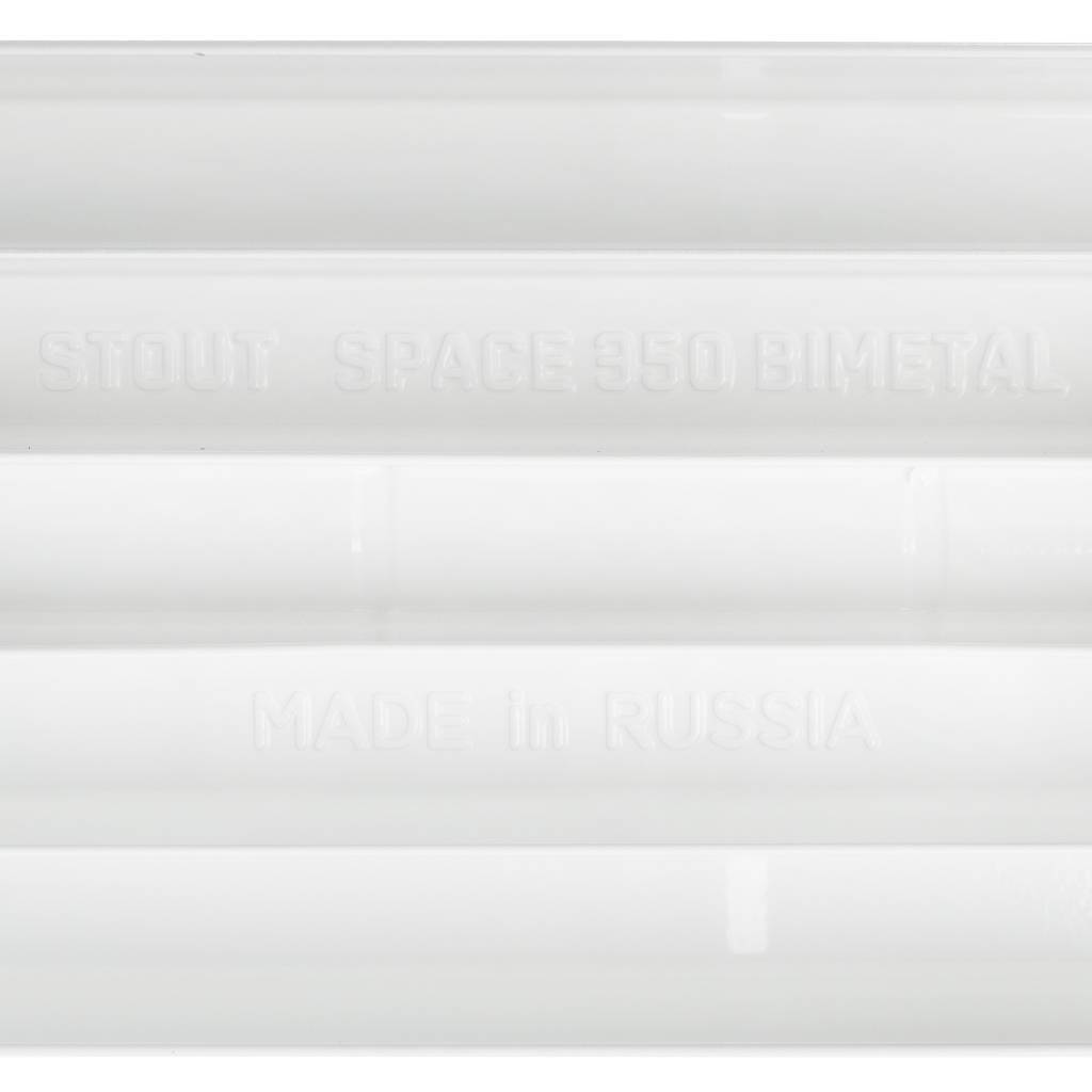 Радиатор биметаллический STOUT Space 350 4 секции боковое подключение RAL9016, SRB-0310-035004