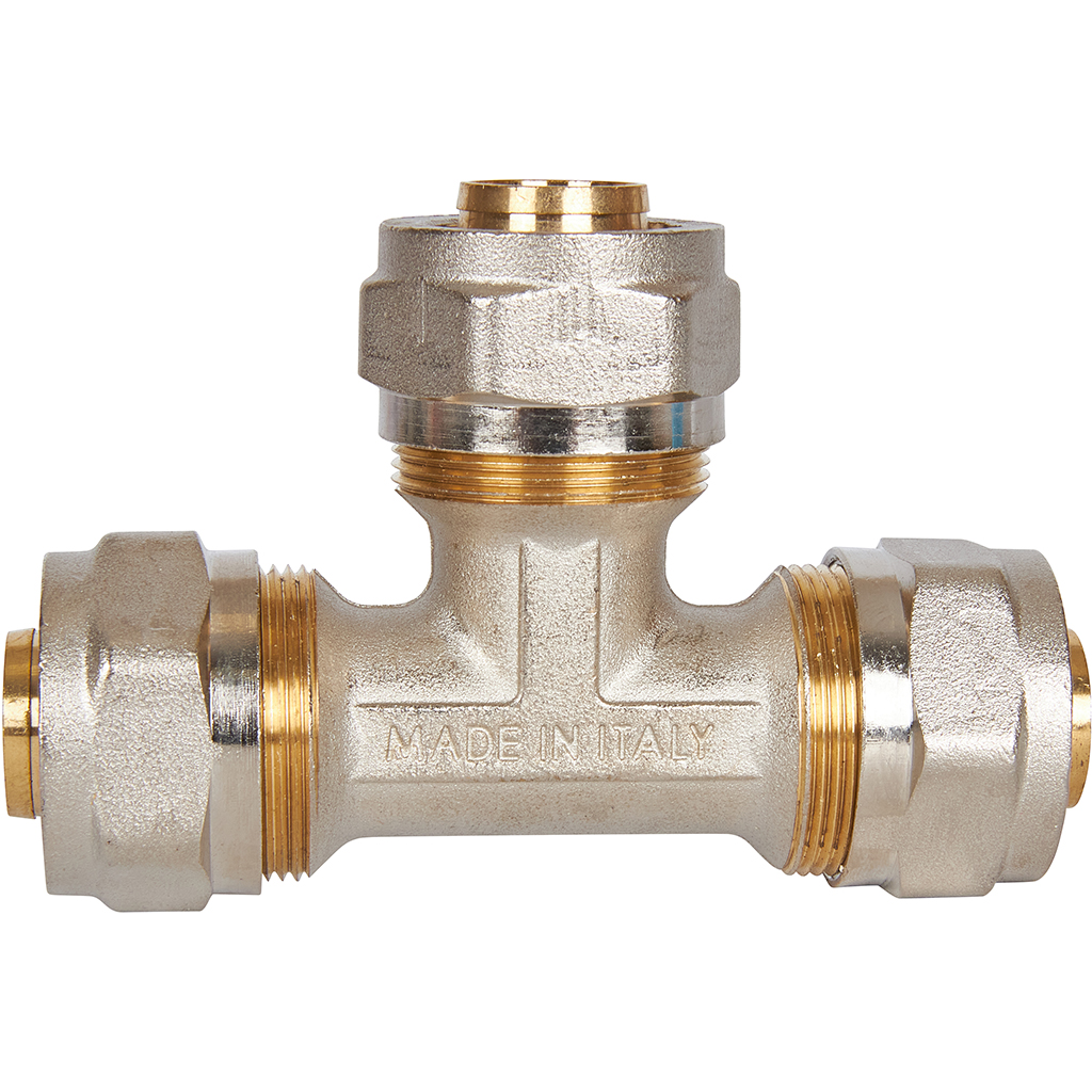 Тройник STOUT равнопроходный 26х26х26 для металлопластиковых труб винтовой, SFS-0009-000026