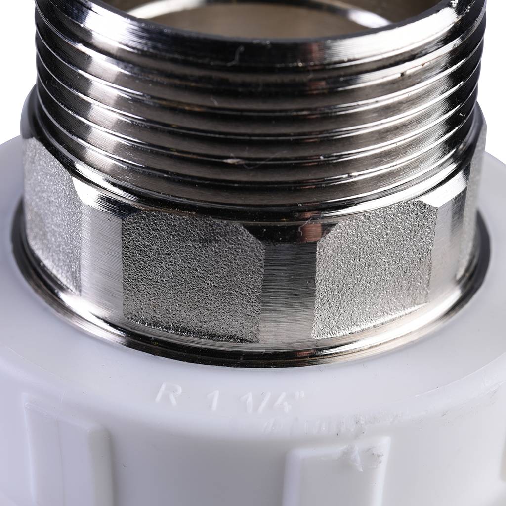 Тройник Политэк 40x1 1/4 с наружной резьбой для полипропиленовых труб под сварку (цвет белый), 9510004014