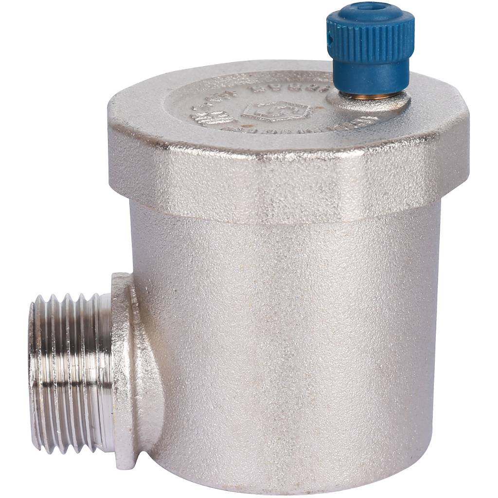 Воздухоотводчик автоматический вертикальный выпуск STOUT угл.подкл. нар.р. 1/2 никель