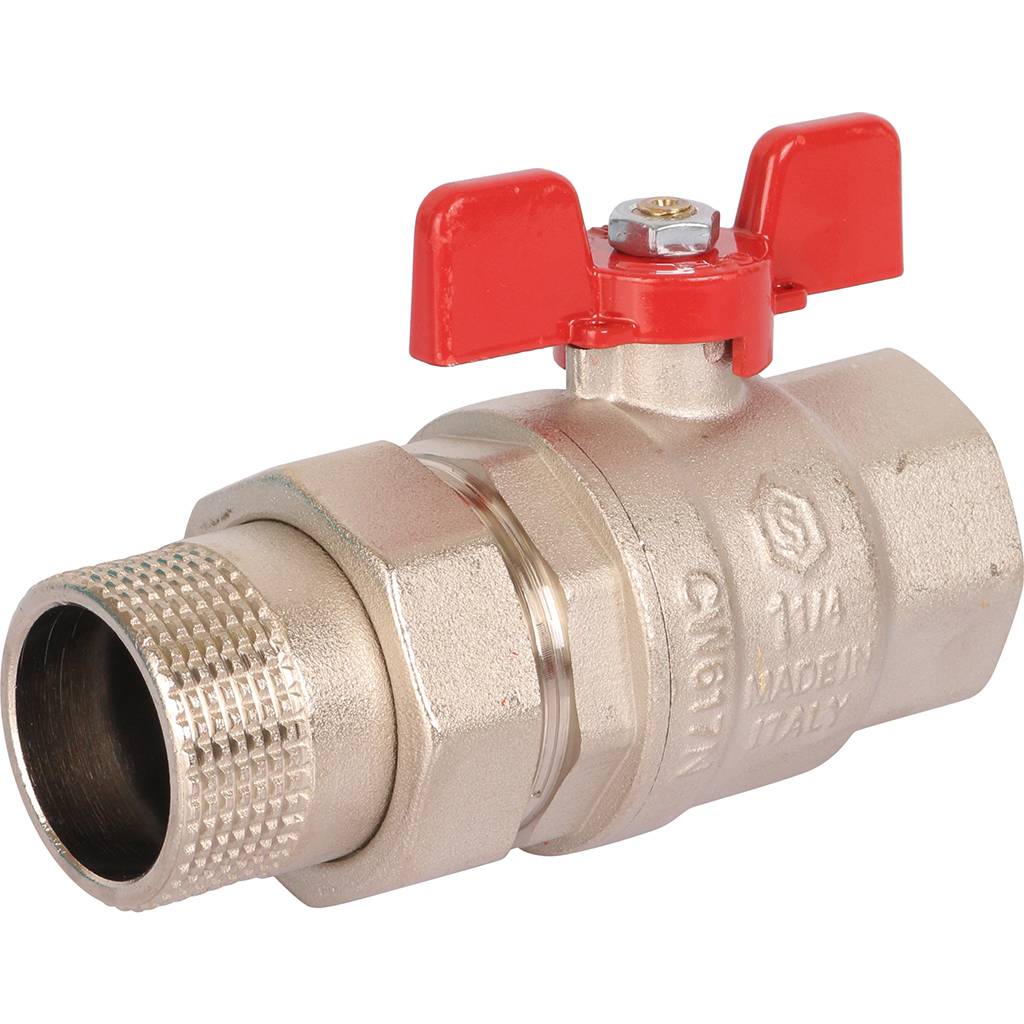 Кран шаровой STOUT полнопроходной с американкой , ВР/НР, ручка бабочка 1 1/4 (EPDM), SVB-1007-000032