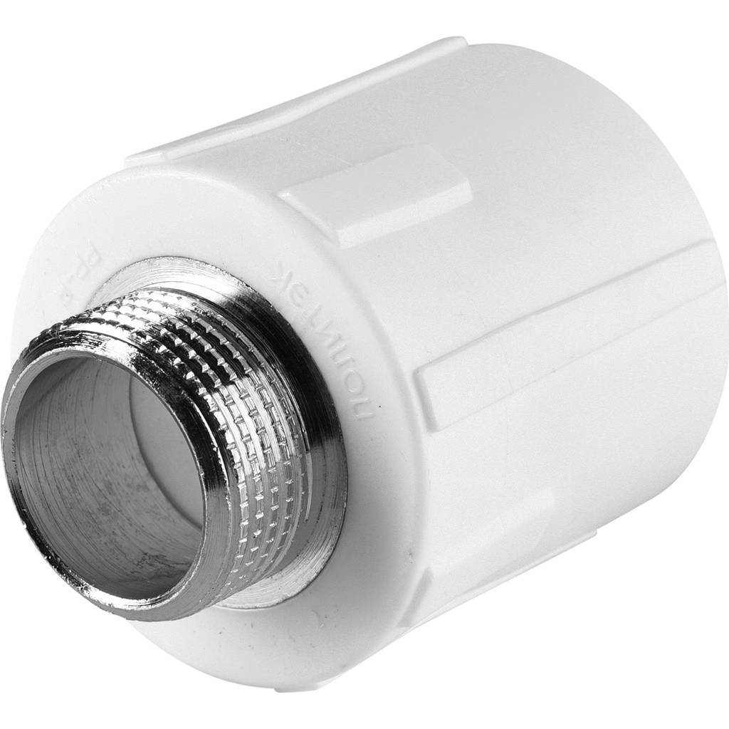 Муфта комбинированная Политэк 32х3/4 наруж. резьба для полипропиленовых труб под сварку (цвет белый), 9000003234