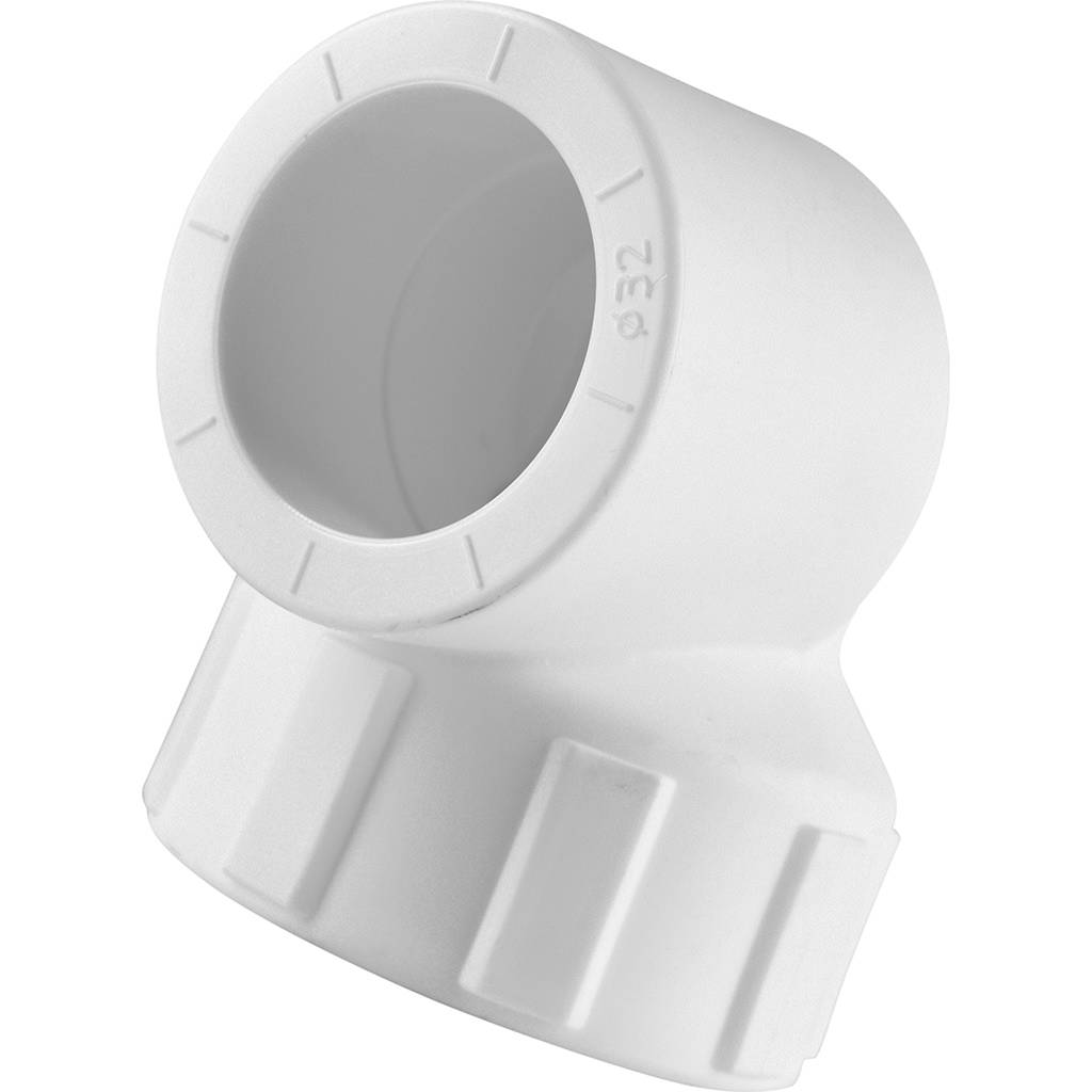 Угольник Политэк 32x1 с внутренней резьбой для полипропиленовых труб под сварку (цвет белый), 9400003201