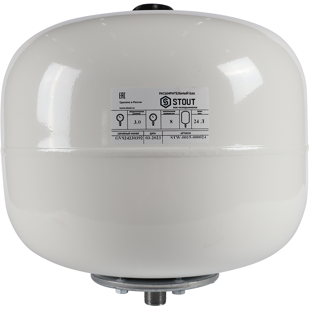 Расширительный бак STOUT STW-0015 для ГВС 24 л. вертикальный (цвет белый), STW-0015-000024