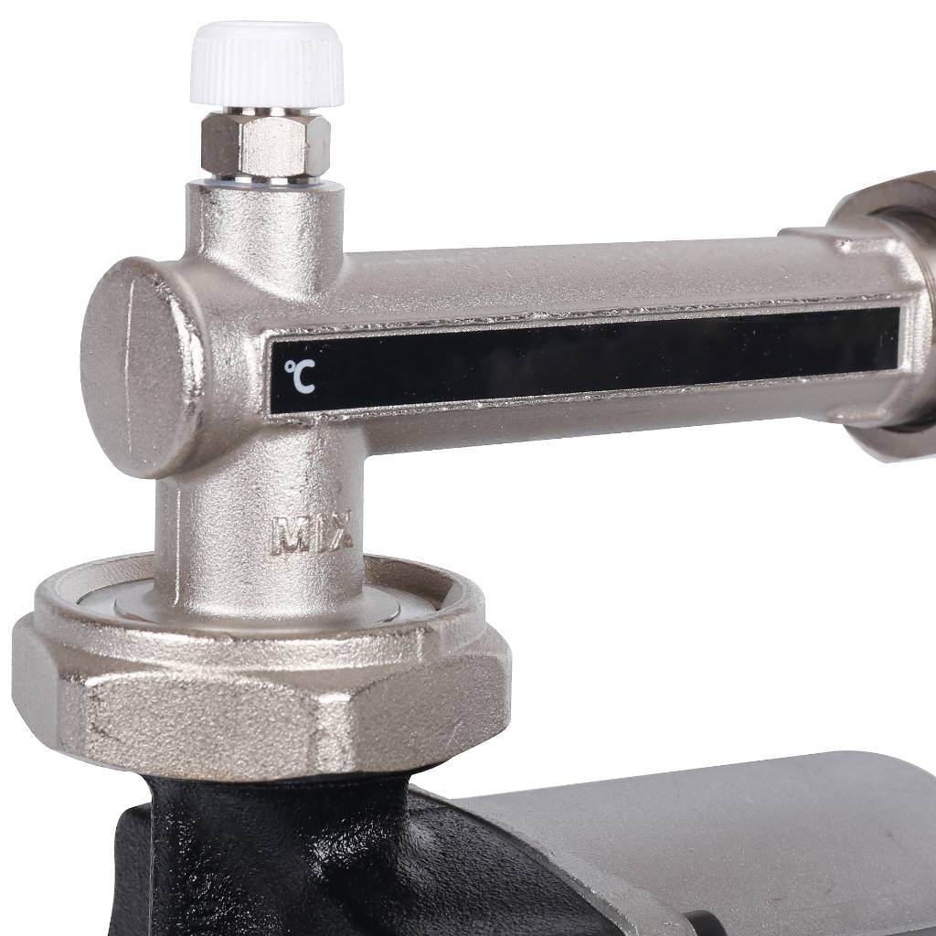 Насосно-смесительный узел STOUT SDG-0120 с термостатическим клапаном 20-43°C жидкокристаллическим термометром, с насосом UPSO 25-65, 130 mm, SDG-0120-005001