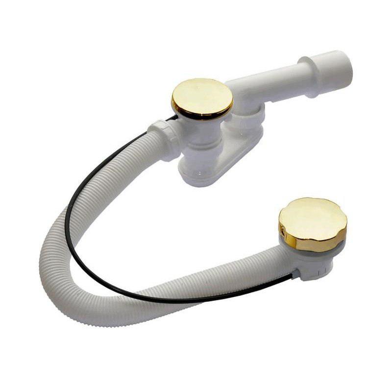 Сифон для ванны AlcaPlast автомат комплект металл/металл (длина 80 cм), A55GOLD-80-RU-01