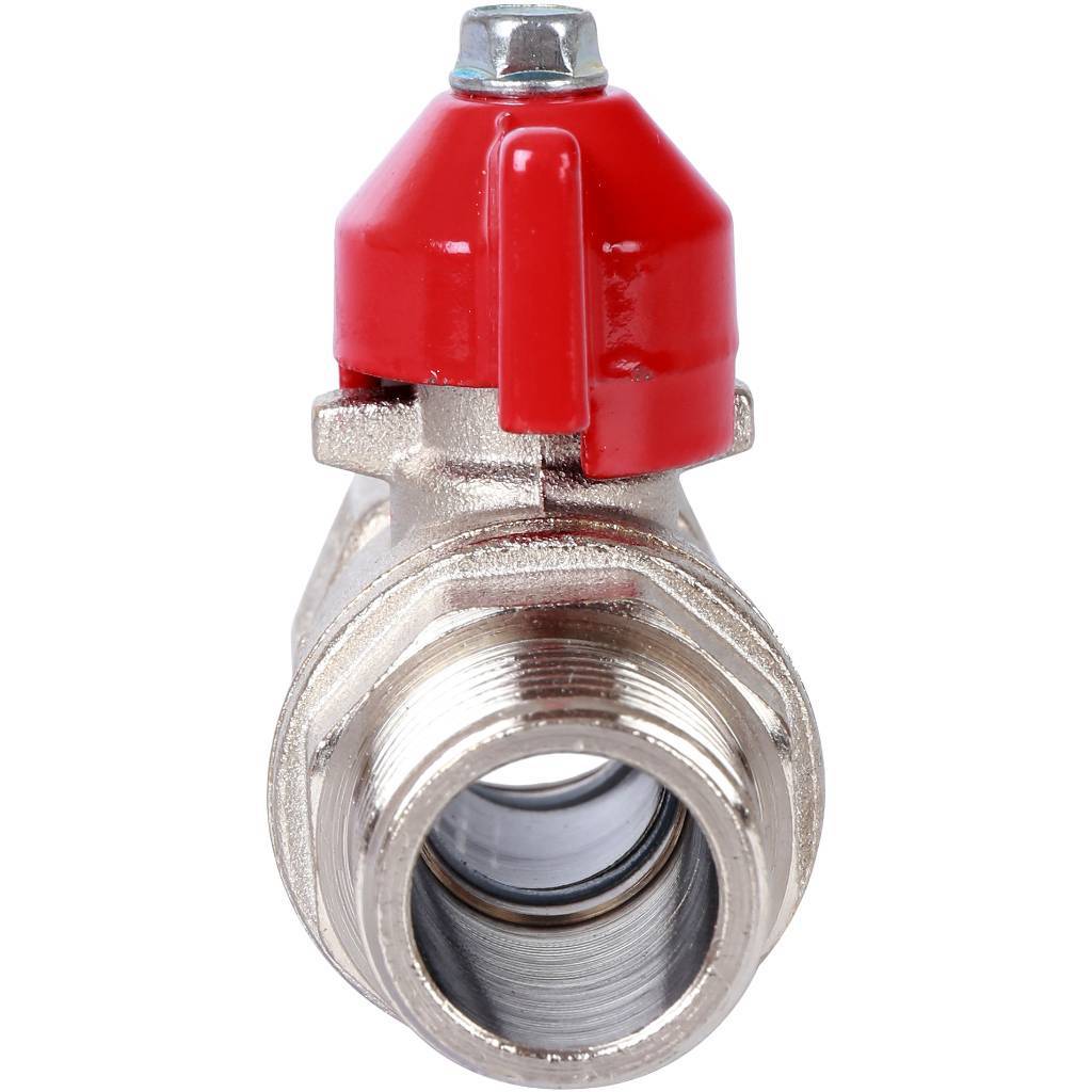 Кран шаровой стандартнопроходной STOUT ВР/НР, ручка бабочка 1/2 (красная ручка), SVB-1014-000015
