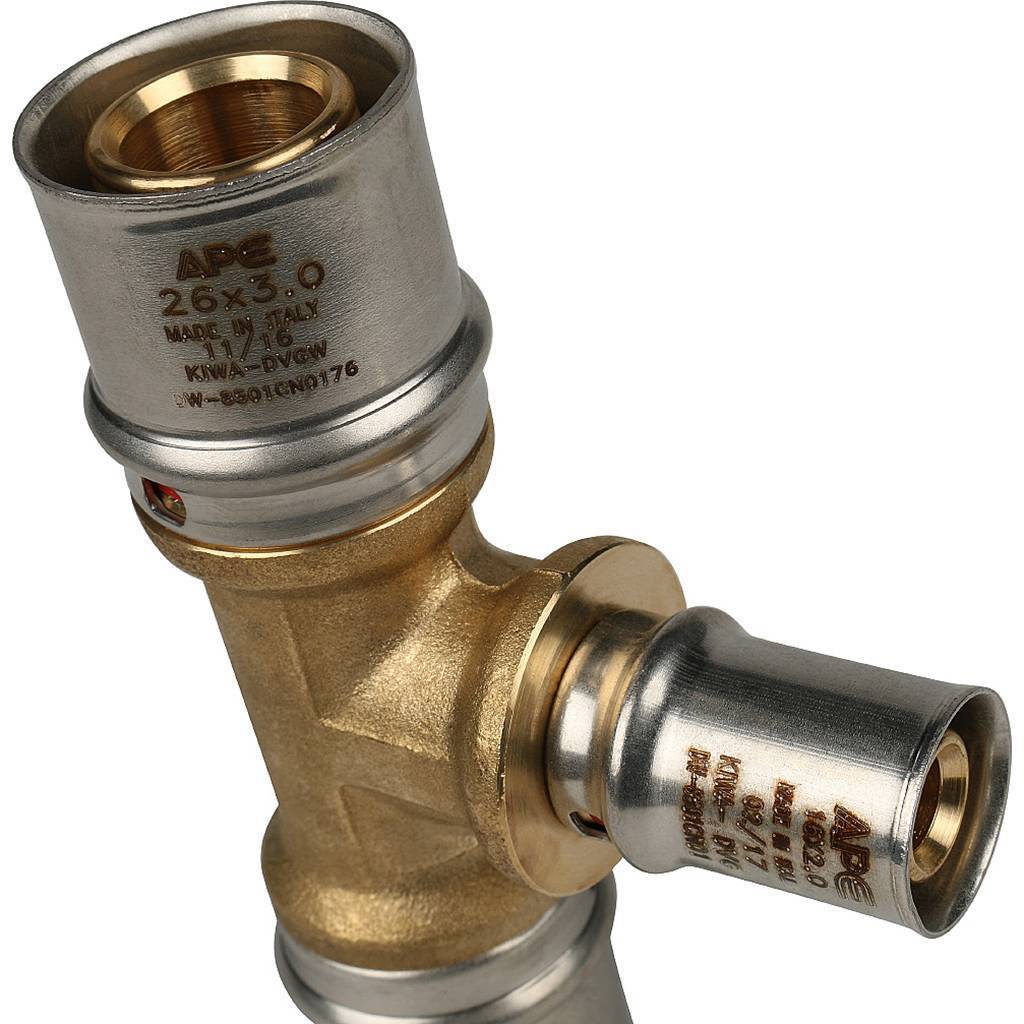 Тройник переходной STOUT 26х16х26 для металлопластиковых труб прессовой, SFP-0005-261626