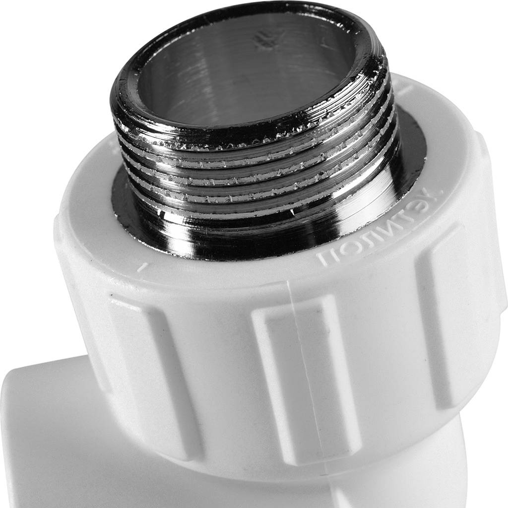 Угольник Политэк 25x3/4 с наружной резьбой для полипропиленовых труб под сварку (цвет белый), 9410002534