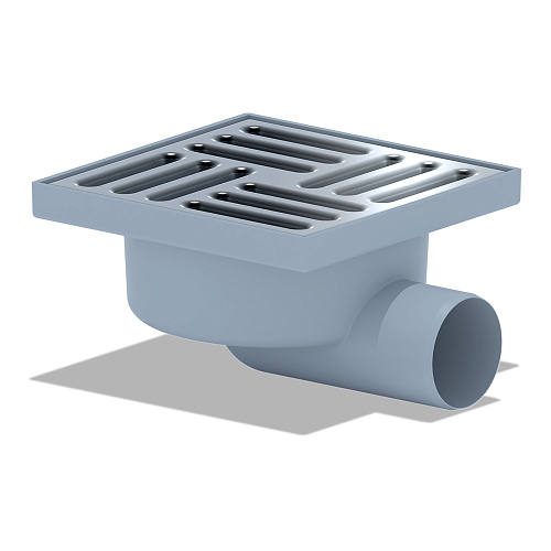 Трап горизонтальный не регулируемый с сухим затвором решетка нержавеющая сталь ВК ПП 150/150х50, серый,АНИ TQ5112