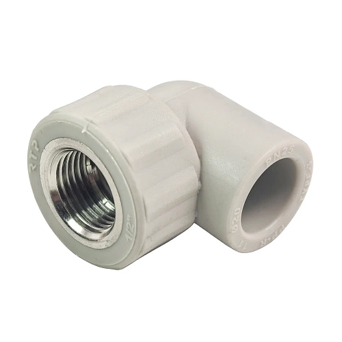 Угольник комбинированный PPR внутренняя резьба 20х 1/2,  серый, РТП