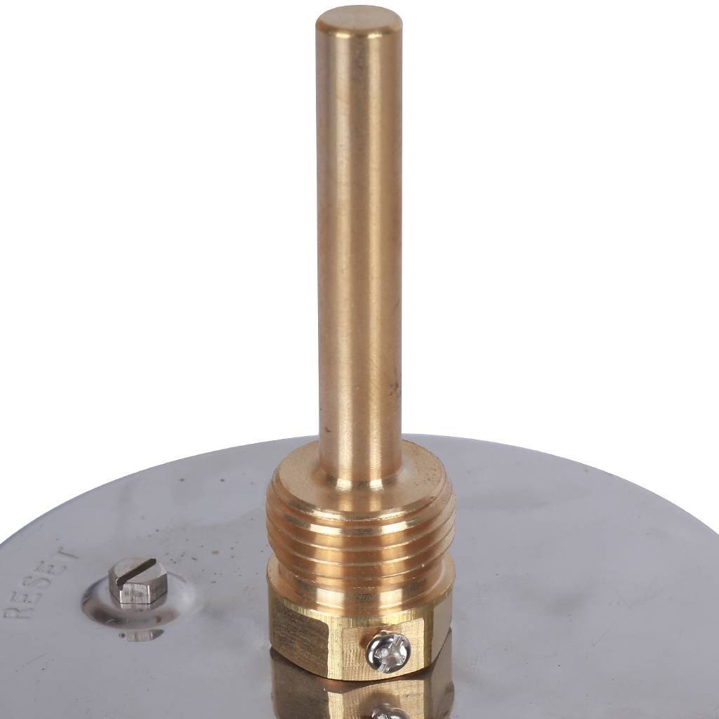 Термометр биметаллический погружной РОСМА 100 мм c гильзой 120 градусов 1/2 осевой шток 64х6 мм БТ-41.211